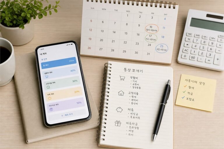 통장 쪼개기와 자동이체 설정을 설명하는 대표 이미지