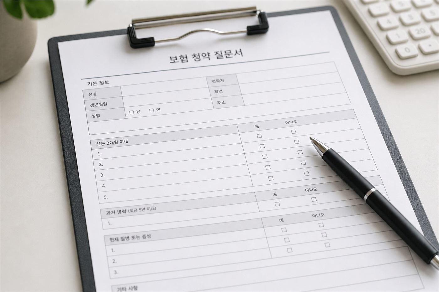 보험 청약 질문서를 확인하는 이미지
