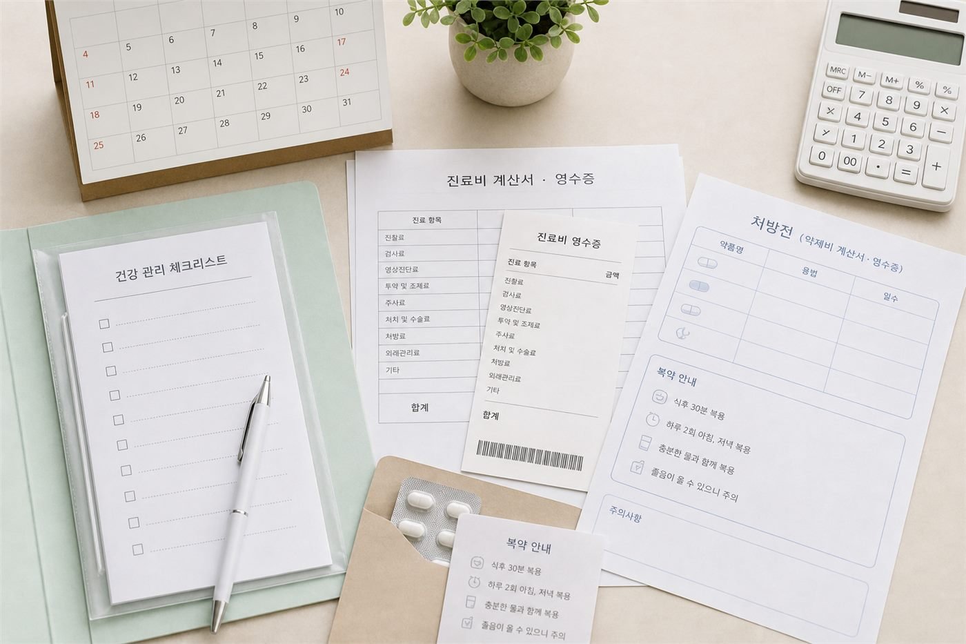 병원 진료 기록과 약 처방 내역을 확인하는 이미지