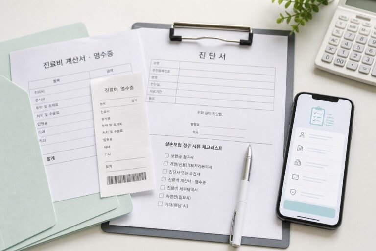 실손보험 청구 서류를 정리한 대표 이미지