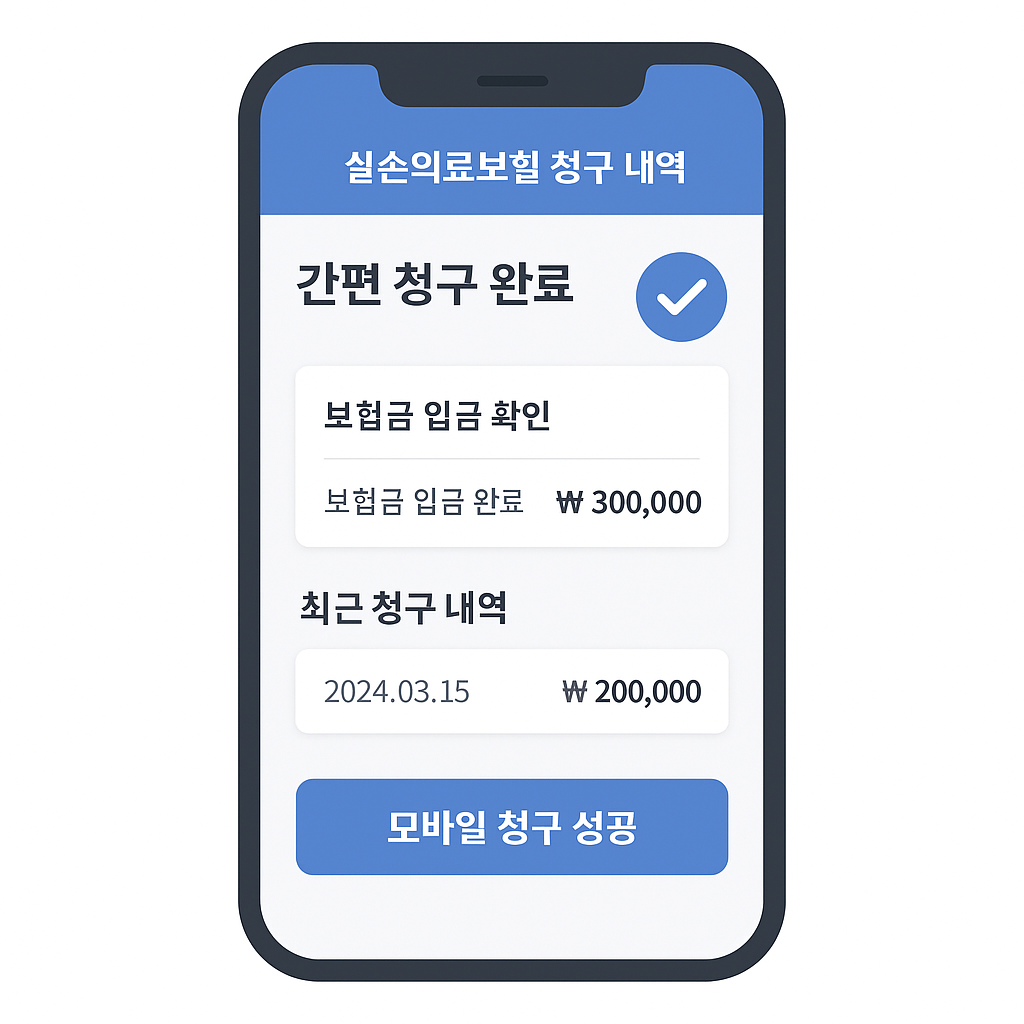 스마트폰 앱에서 실손보험 간소화 청구 진행 화면 예시
