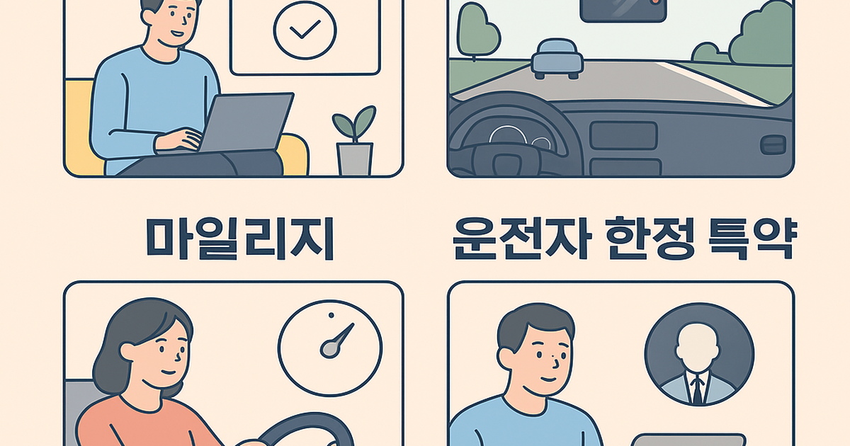자동차 보험료 할인 방법 인포그래픽: 다이렉트, 블랙박스, 마일리지, 운전자 한정 특약