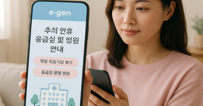 추석 연휴 응급실과 문 여는 병원 안내 이미지