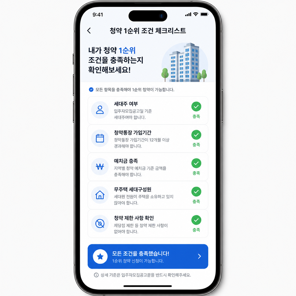 청약 1순위 조건 체크리스트